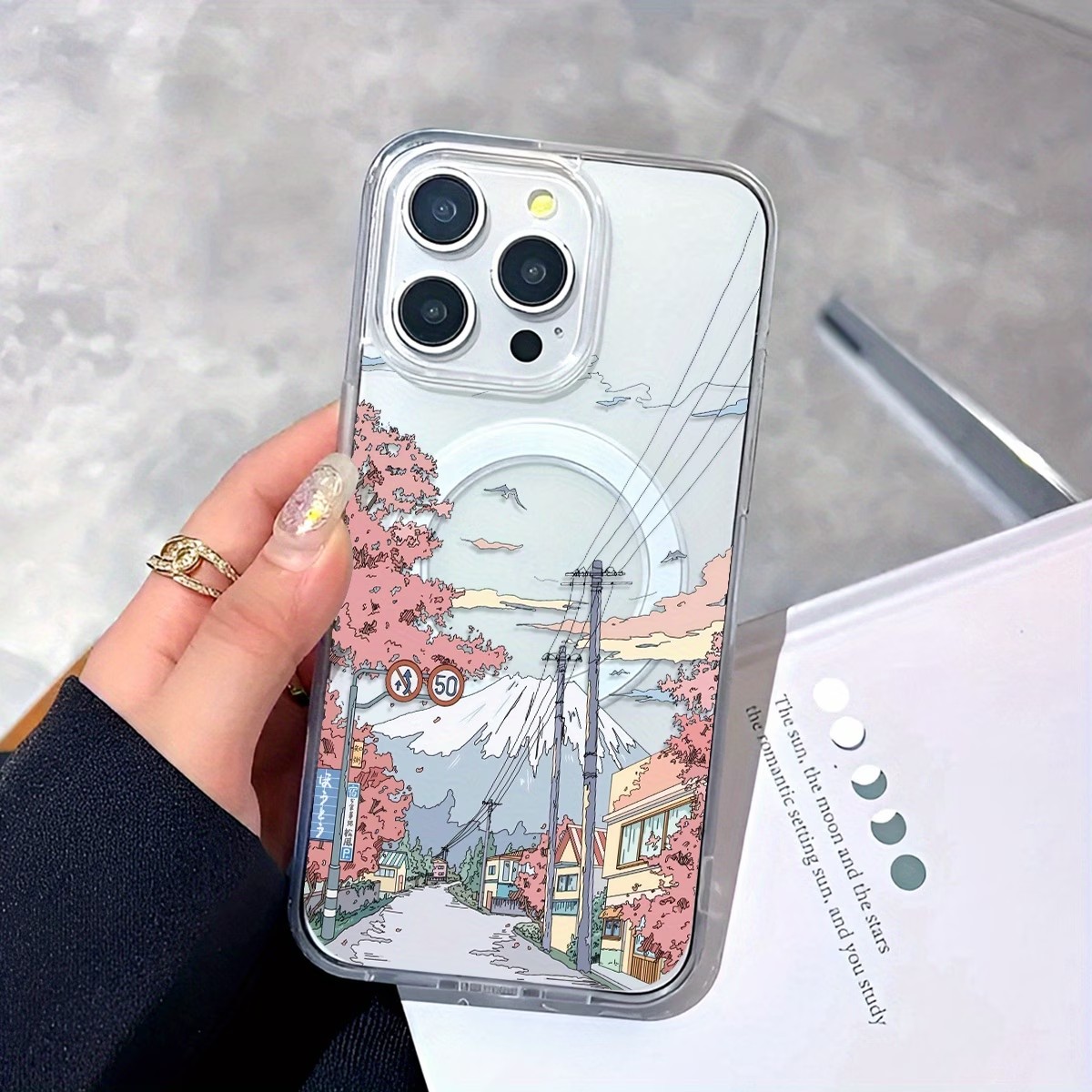 Plants X - เคสโทรศัพท์ลายดอกซากุระฟูจิสำหรับ iPhone 18 17 16 15