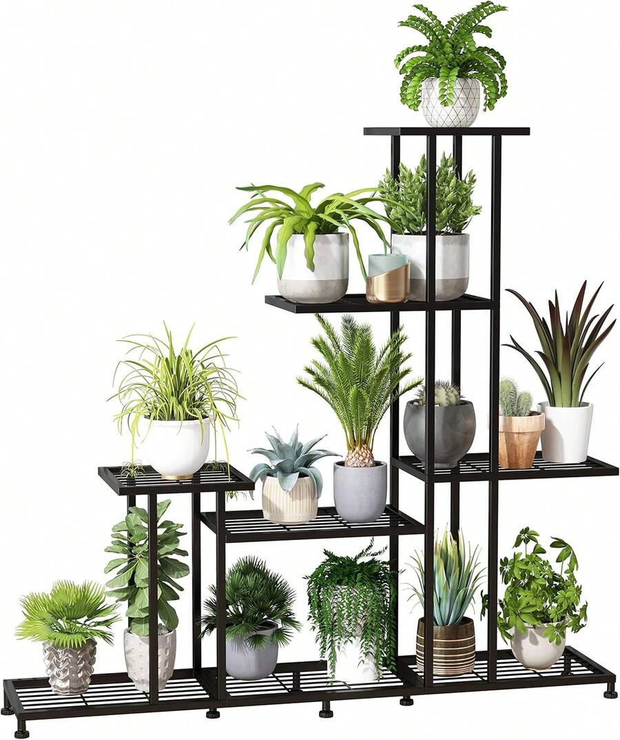 Plants X - ขาตั้งต้นไม้โลหะแบบหนาพิเศษ 5 ชั้นอเนกประสงค์ สำหรับใช้ภายในและภายนอกอาคาร สำหรับวางต้นไม้ขนาดใหญ่ในห้องนั่งเล่น
