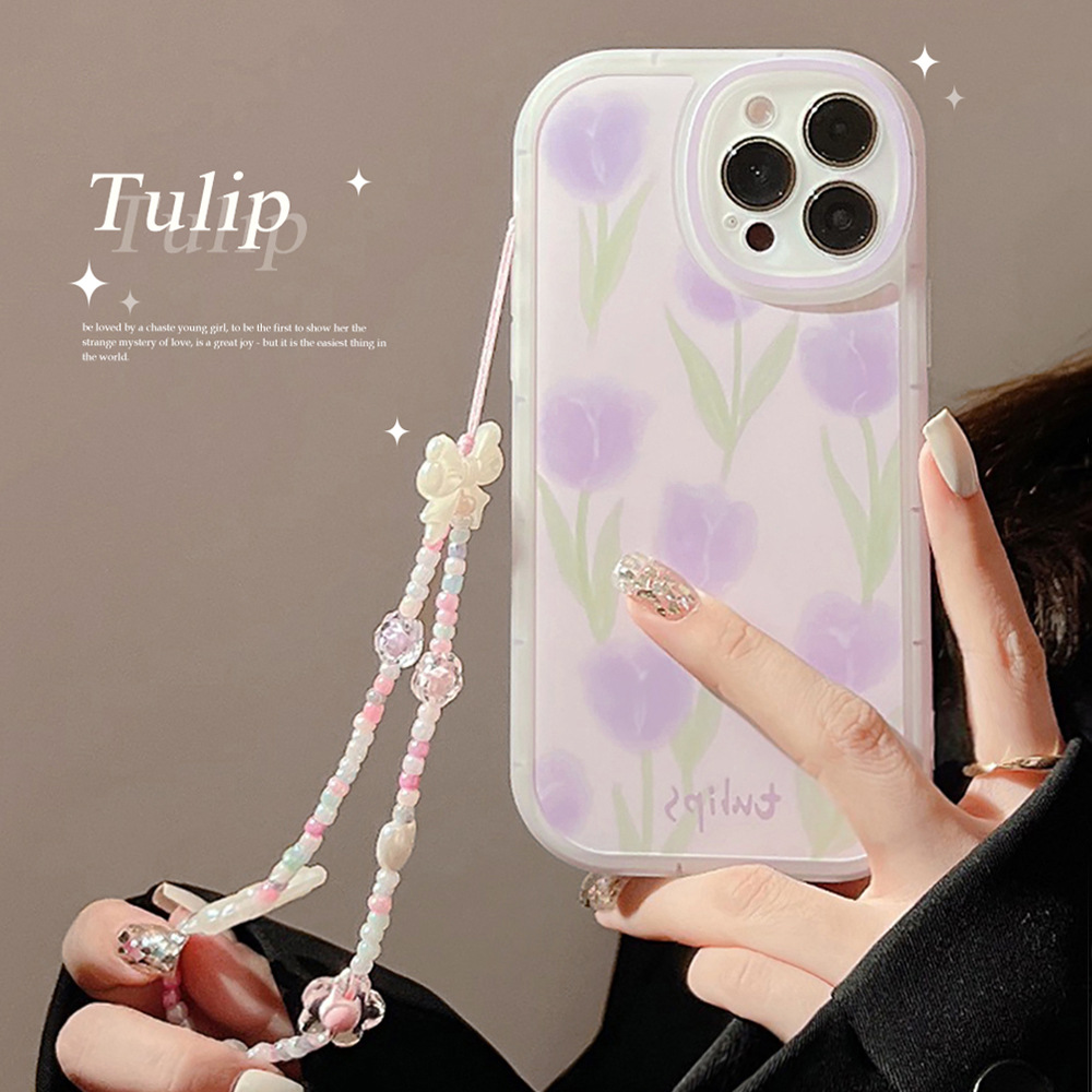 Plants X - ทิวลิปดอกไม้เคสโทรศัพท์สายรัดข้อมือสําหรับiPhone 16 15 14 13 12Mini